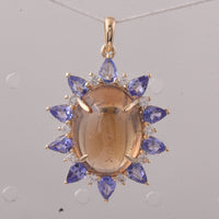 11.37 Ct Oval Tourmaline 9K Gold Pendant