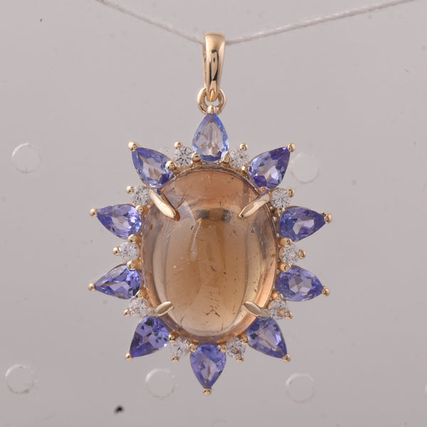 11.37 Ct Oval Tourmaline 9K Gold Pendant
