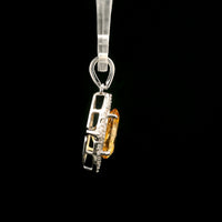 2.63 Ct Oval Citrine, White Zircon 925 Sterling Silver Pendant