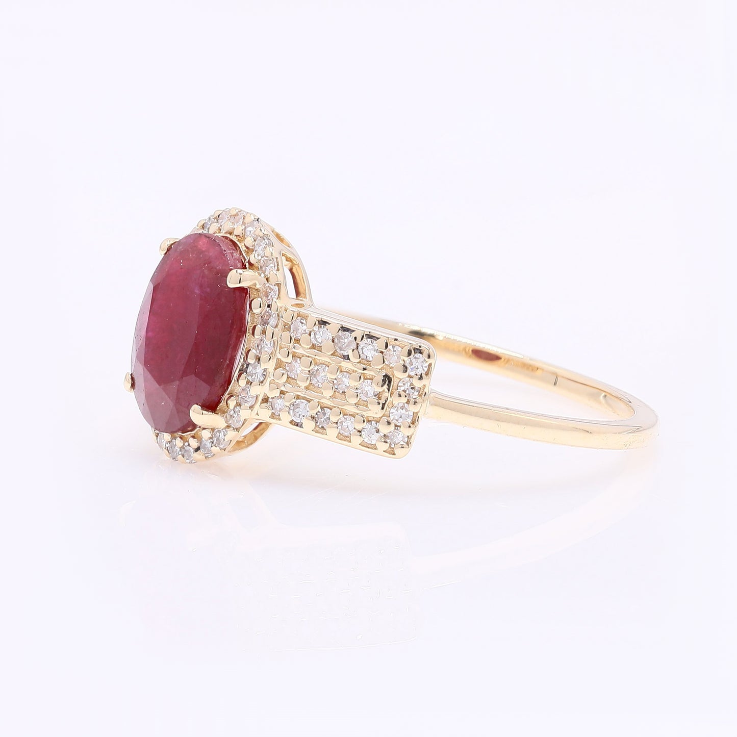 1.73 Ct Oval Mixed Cut Natural Ruby 14K Gold Ring
