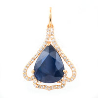 4.71 Ct Pear Natural Sapphire 14K Gold Pendant