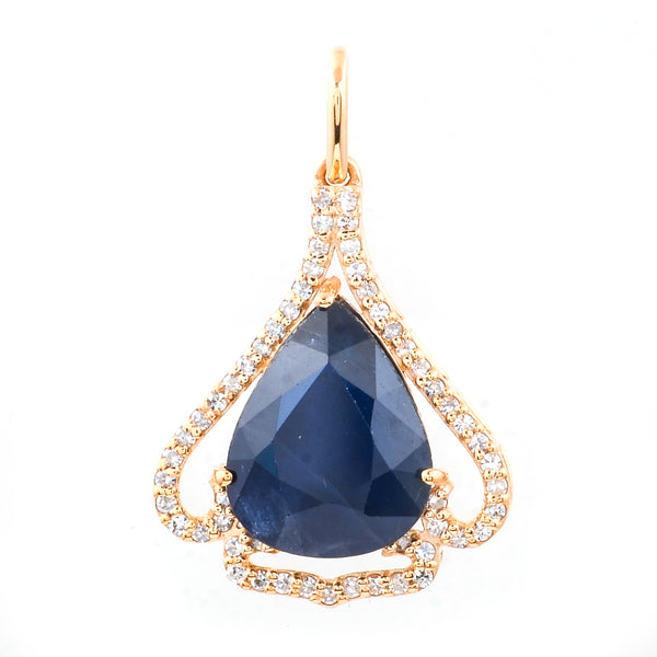 4.71 Ct Pear Natural Sapphire 14K Gold Pendant