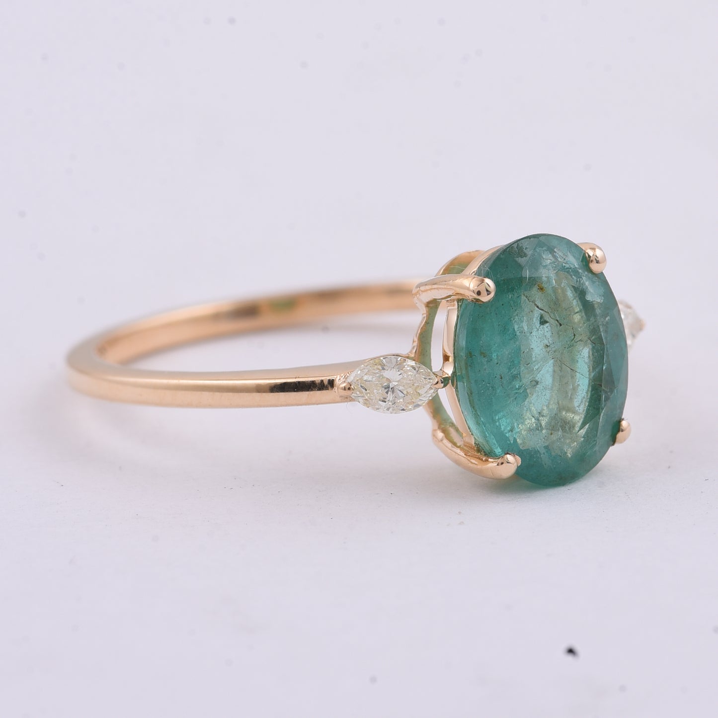 1.73 Ct Oval Natural Emerald 14K Gold Ring