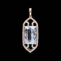 5.18 Ct Cushion Mixed Cut Natural Aquamarine 14K Gold Pendant