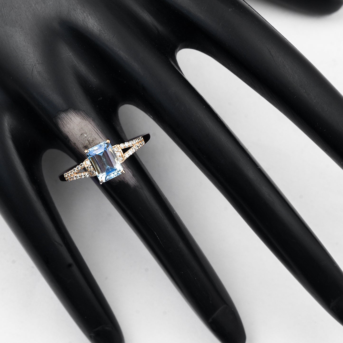1.15 Ct Octagon Step Cut Natural Aquamarine 14K Gold Ring