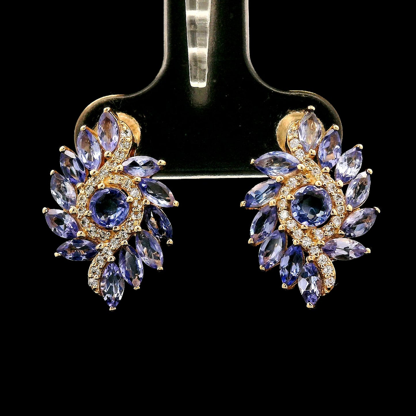 2.50 Ct Round Tanzanite 14K Gold Earrings