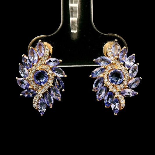 2.50 Ct Round Tanzanite 14K Gold Earrings