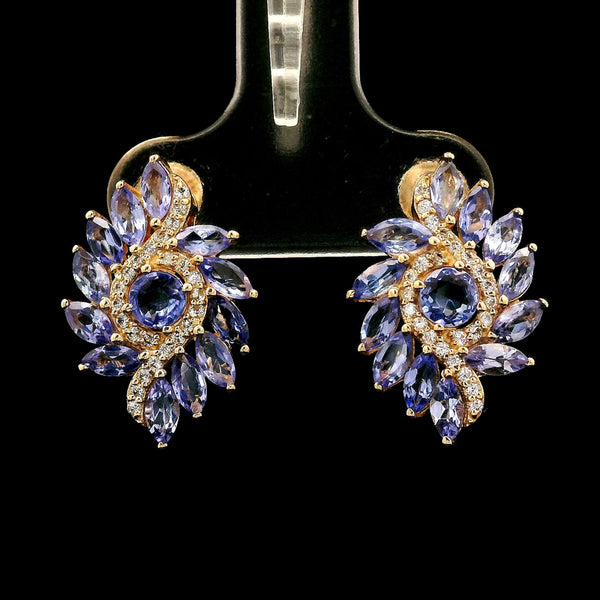 2.50 Ct Round Tanzanite 14K Gold Earrings