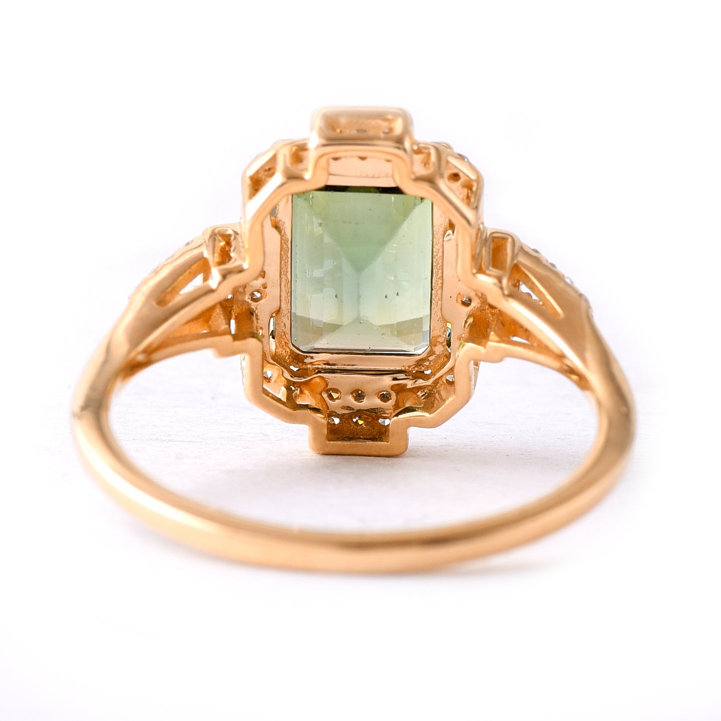 2.26 Ct Octagon Step Cut Natural Green Tourmaline 14K Gold Ring
