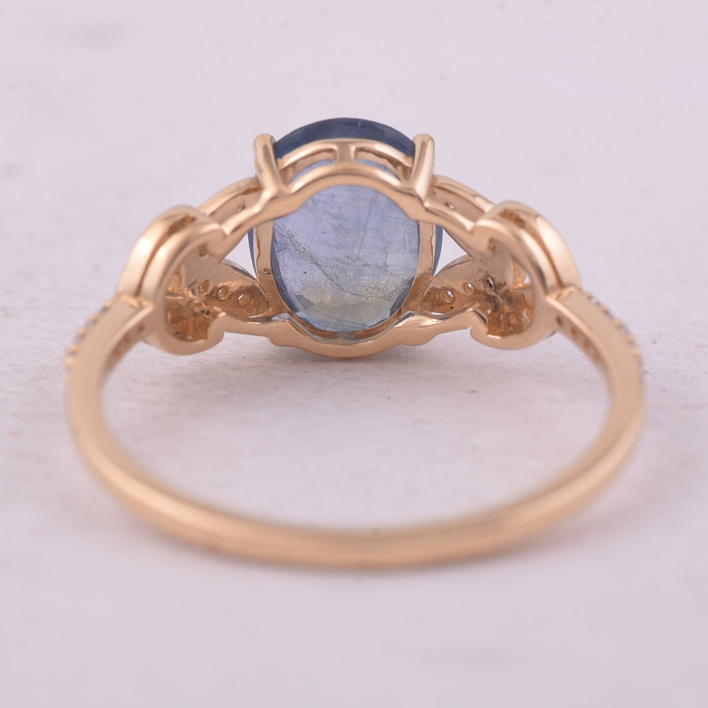 1.89 Ct Oval Mixed Cut Natural Sapphire 14K Gold Ring