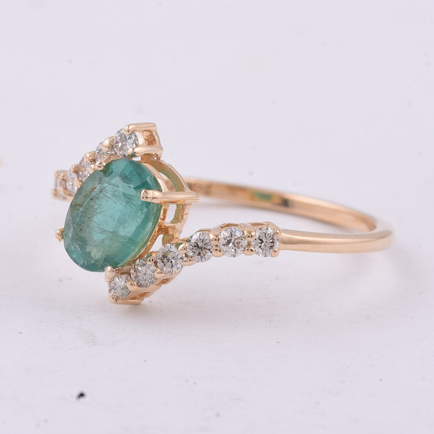1.23 Ct Oval Natural Emerald 14K Gold Ring