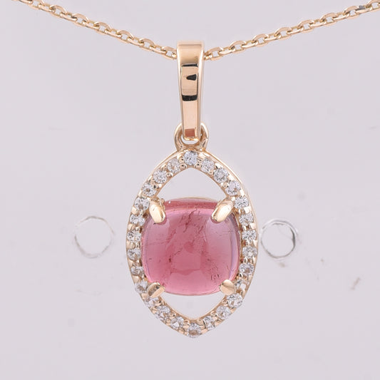 1.31 Ct Cushion Tourmaline 9K Gold Pendant