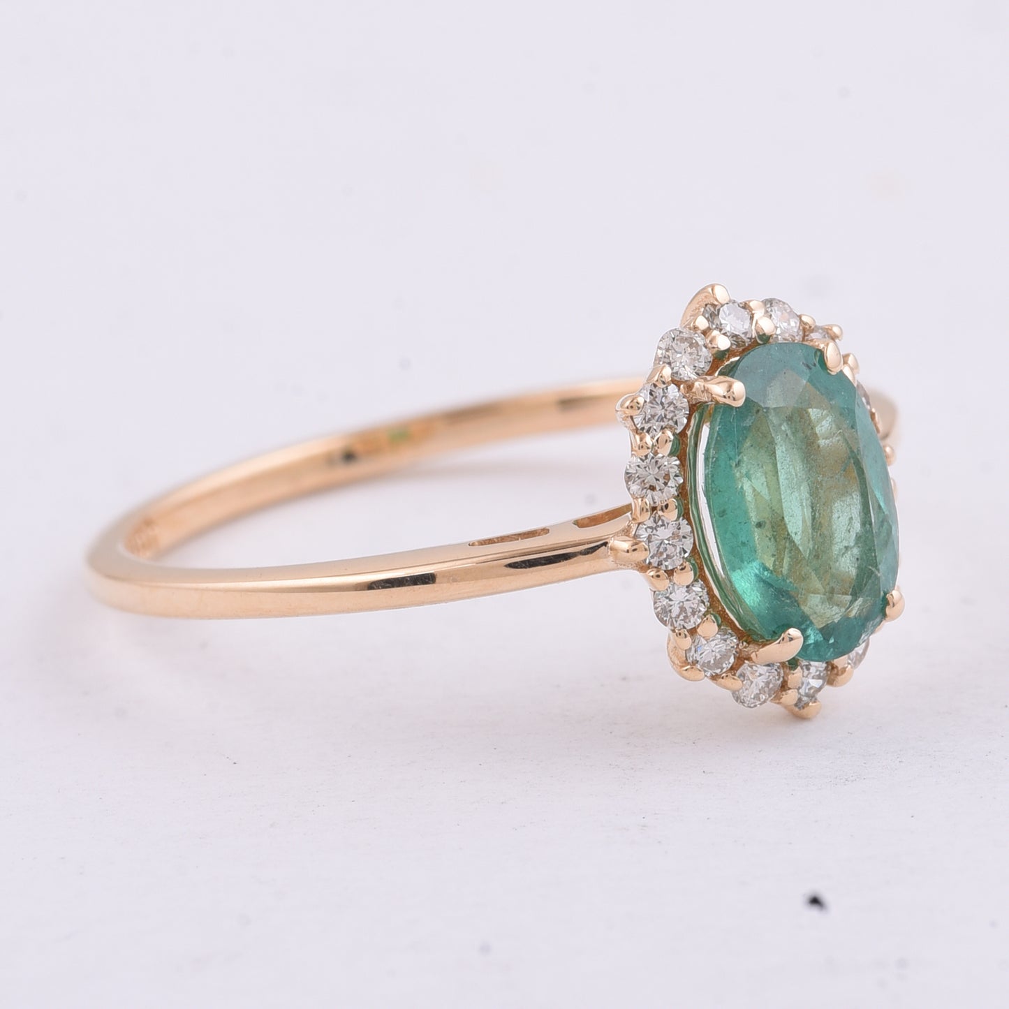 1.02 Ct Oval Natural Emerald 14K Gold Ring