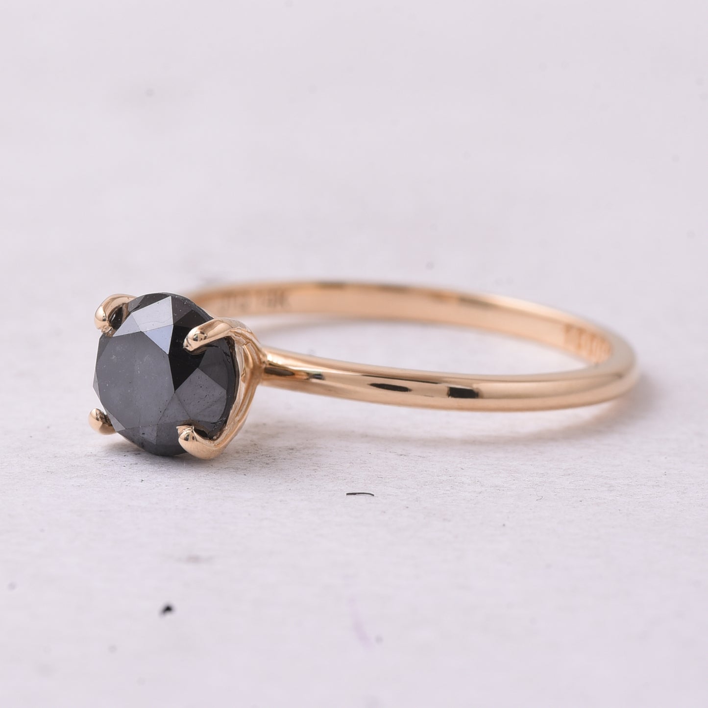 1.46 Ct Round Black Diamond 14K Gold Ring