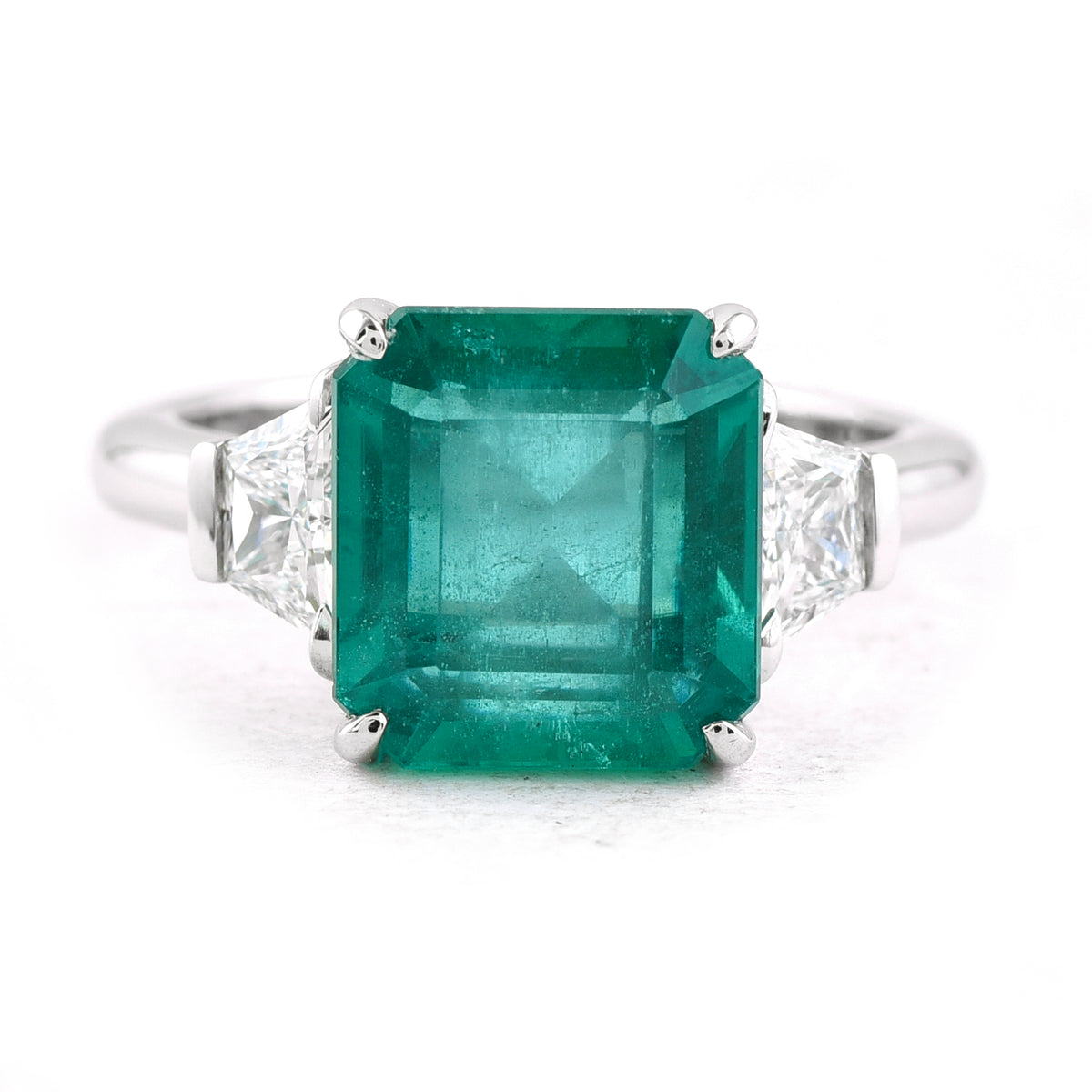 5.44 Ct Octagon Step Cut Natural Beryl Emerald 950 Platinum Ring
