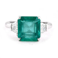 5.44 Ct Octagon Step Cut Natural Beryl Emerald 950 Platinum Ring