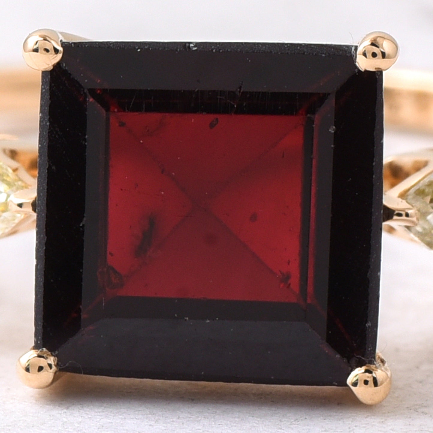 3.10 Ct Square Step Cut Natural Garnet 14K Gold Ring