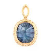 7.08 Ct Oval Mixed Cut Natural Sapphire 14K Gold Pendant