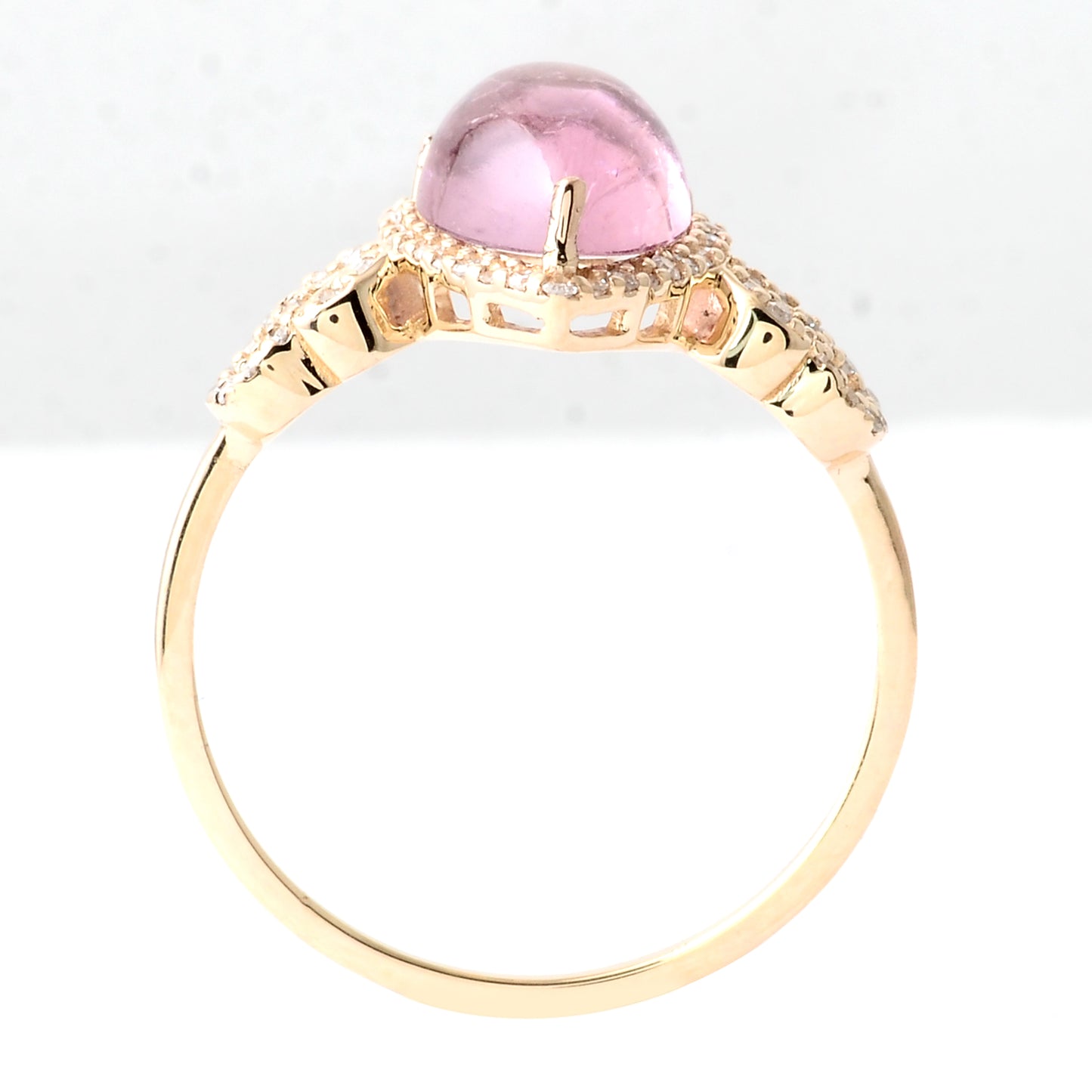 2.51 Ct Pear Cabochon Natural Tourmaline 14K Gold Ring