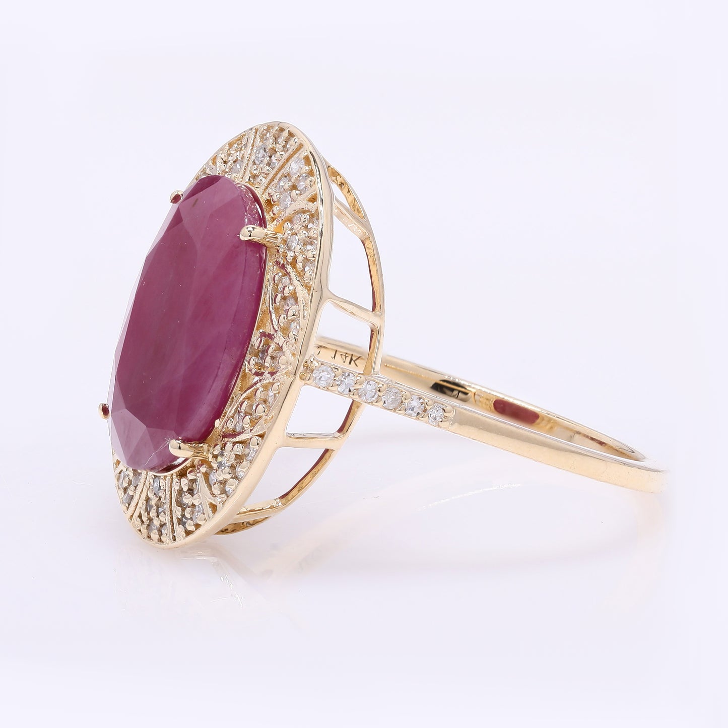 4.55 Ct Oval Mixed Cut Natural Ruby 14K Gold Ring