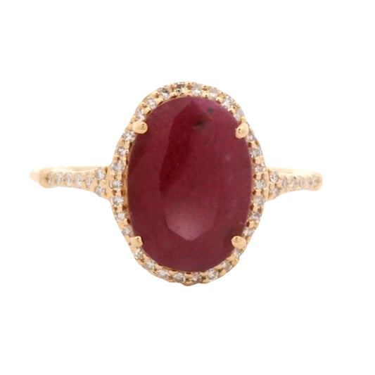 3.08 Ct Oval Mixed Cut Natural Corundum Ruby 14K Gold Ring
