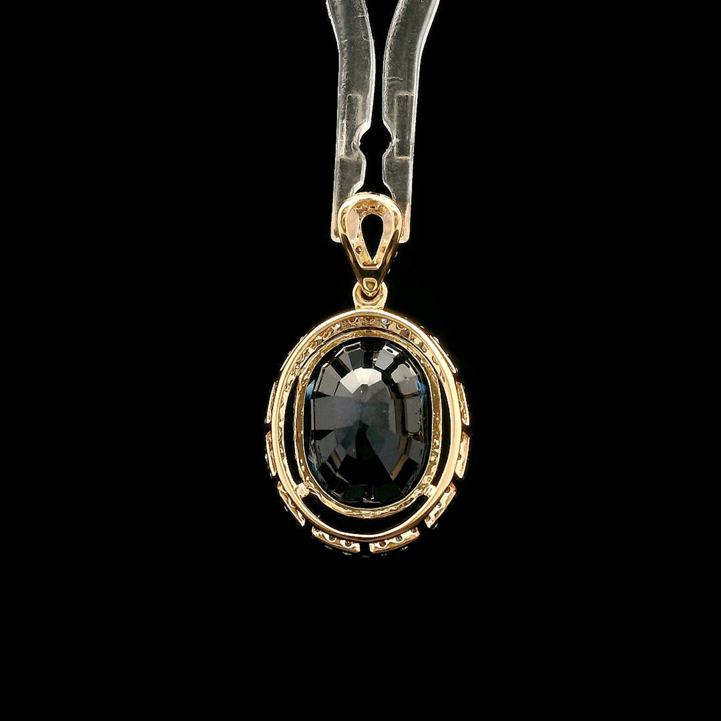 4.57 Ct Oval Mixed Cut Natural Sapphire 14K Gold Pendant