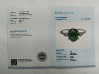 3.38 Ct Oval Cabochon Cut Natural Green Tourmaline 950 Platinum Ring