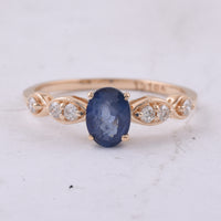 1.24 Ct Oval Natural Sapphire 14K Gold Ring