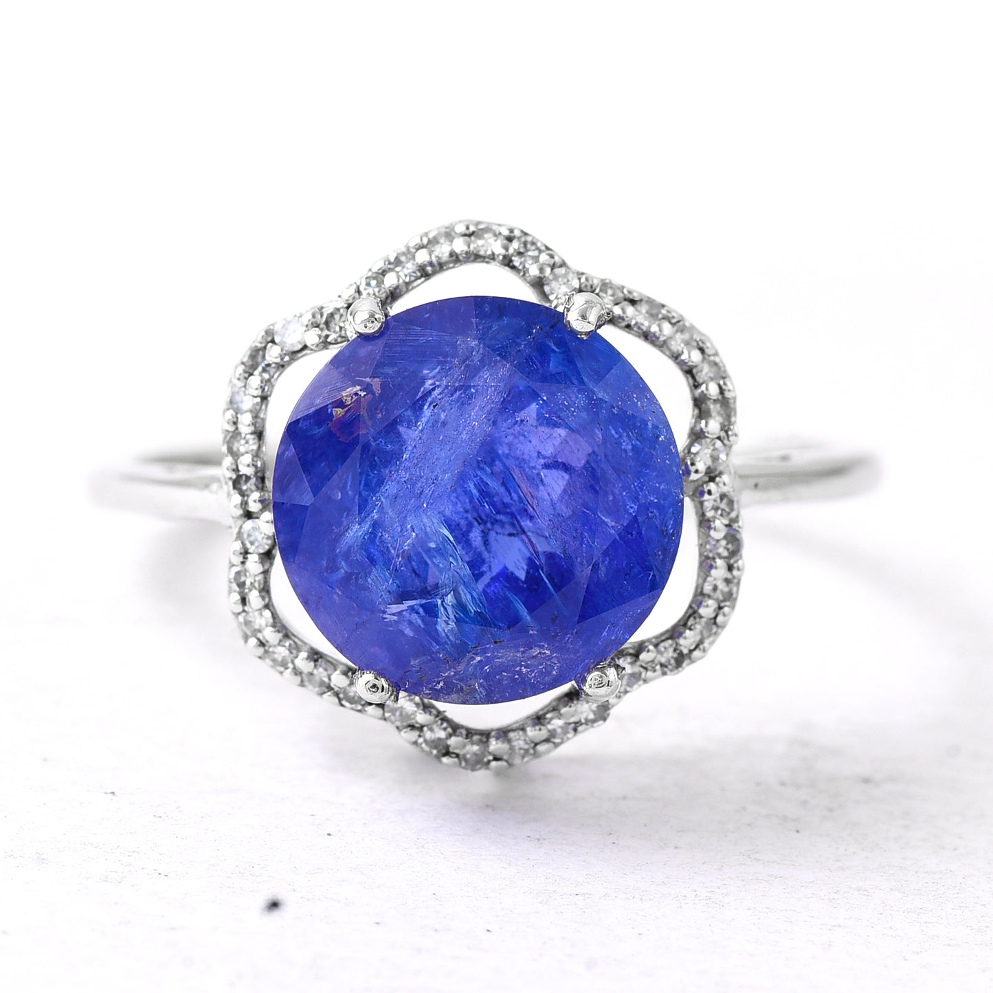 4.64 Ct Round Tanzanite 950 Platinum Ring