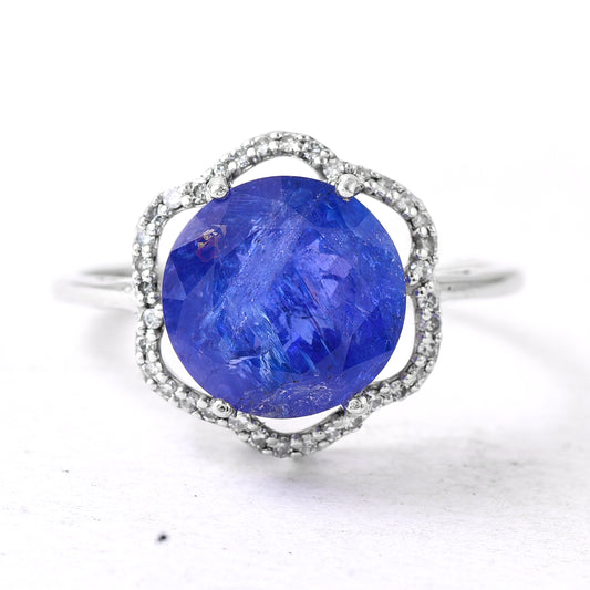 4.64 Ct Round Tanzanite 950 Platinum Ring
