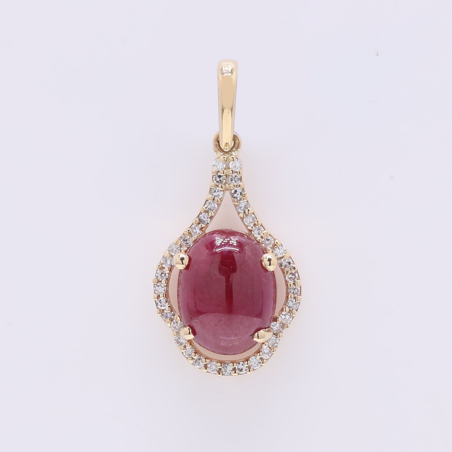 2.78 Ct Oval Cabochon Cut Natural Ruby 14K Gold Pendant