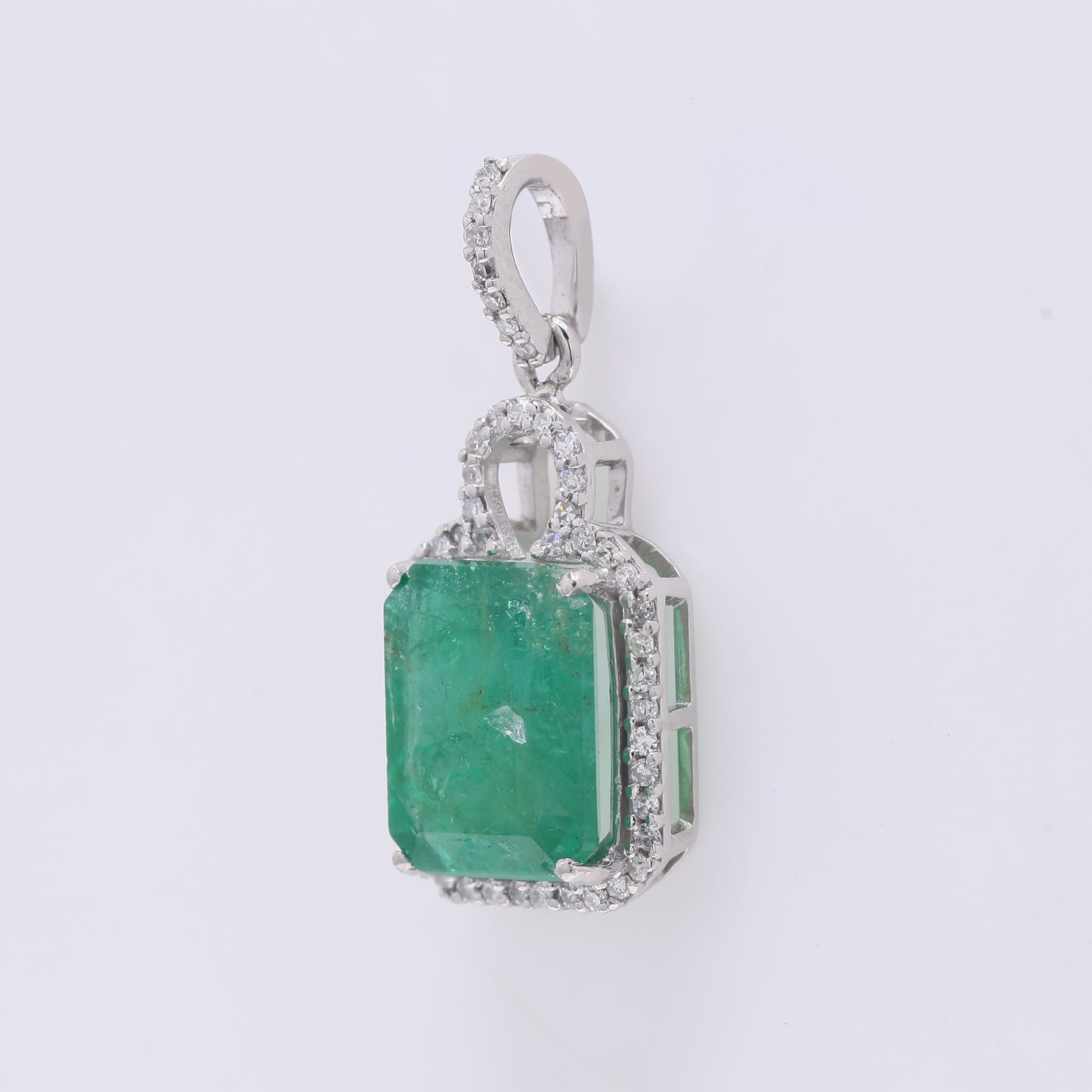 3.00 Ct Octagon Step Cut Natural Emerald 950 Platinum Pendant