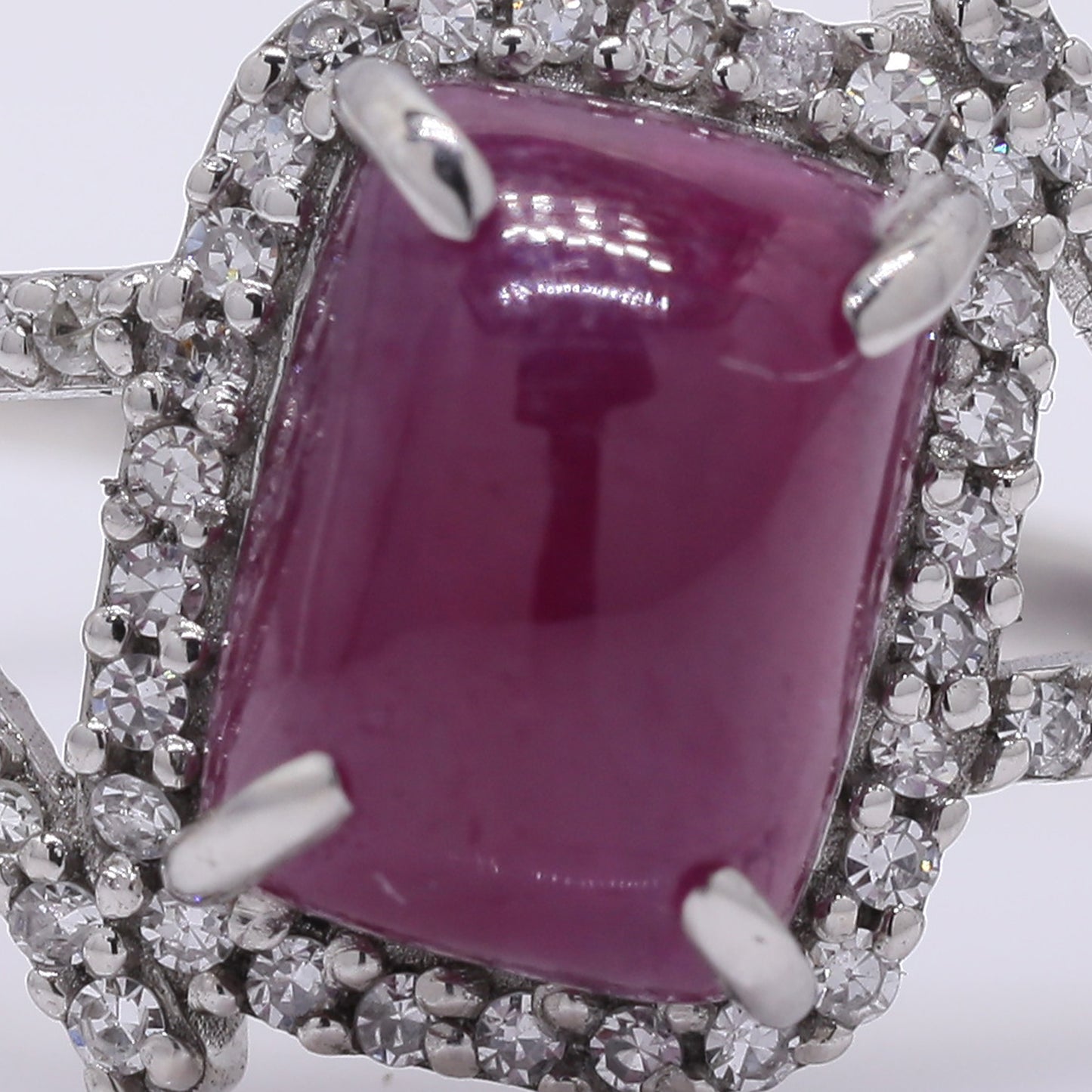 2.89 Ct Cushion Cabochon Cut Natural Ruby 950 Platinum Ring
