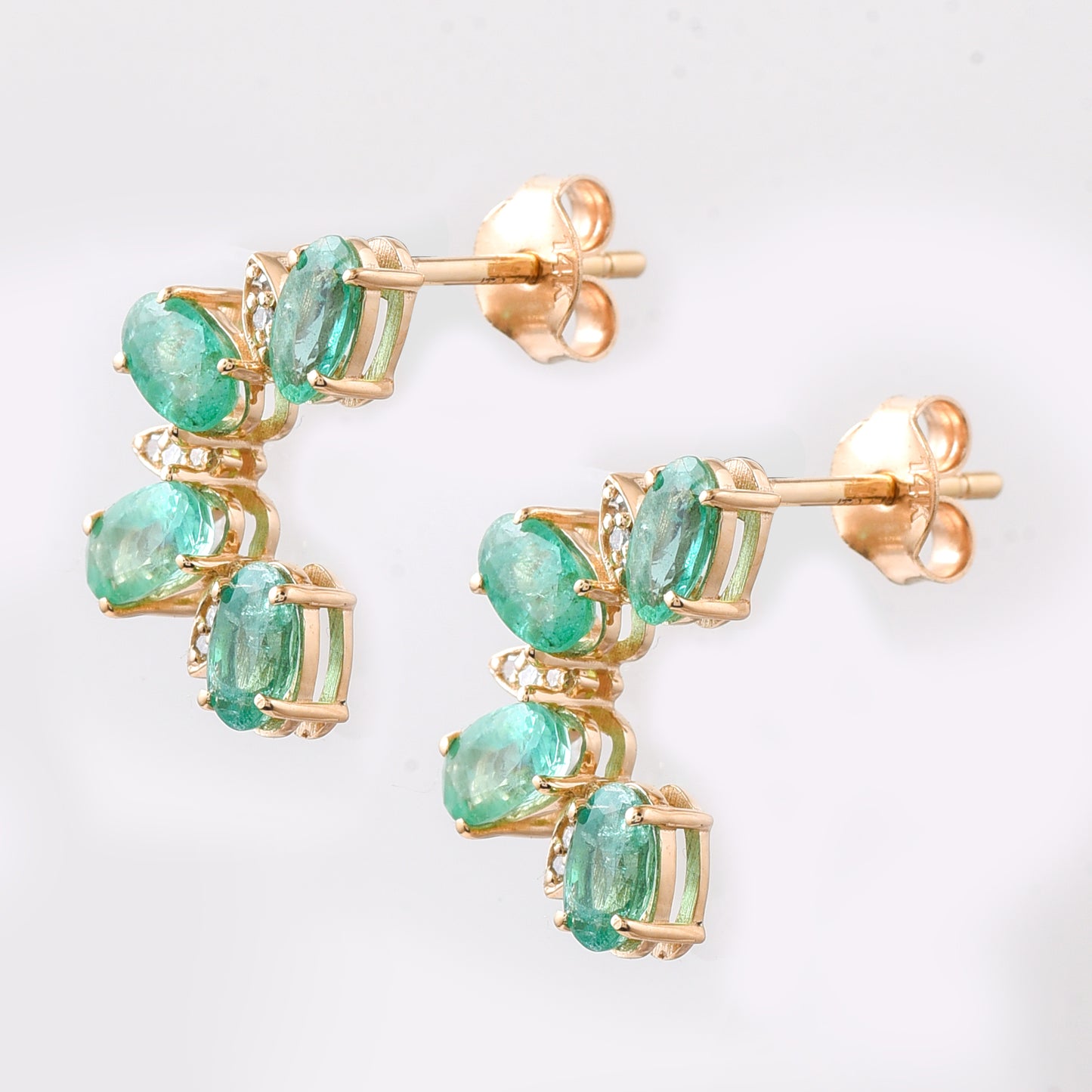 1.80 Ct Oval Emerald 14K Gold Earrings