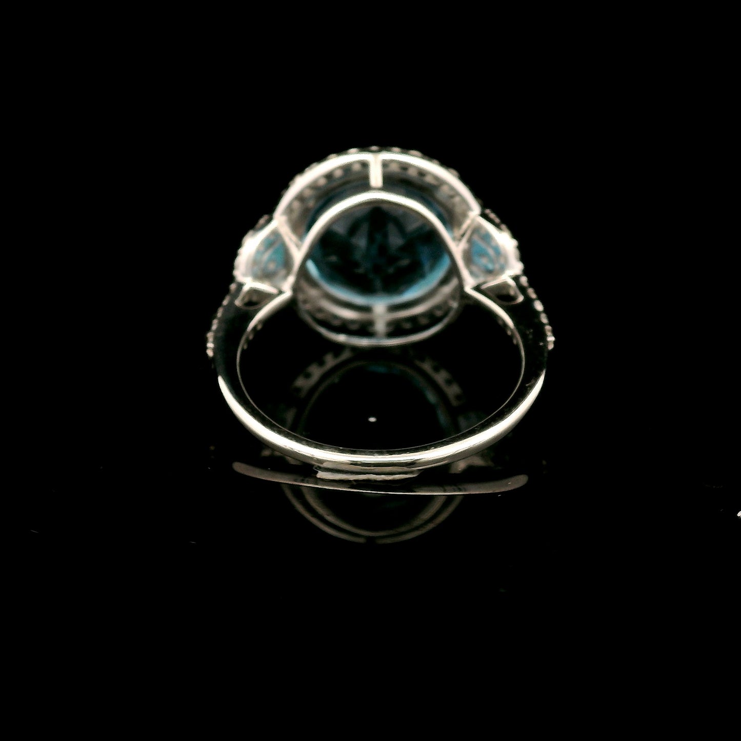 7.35 Ct Round Blue Topaz, White Zircon 925 Sterling Silver Ring