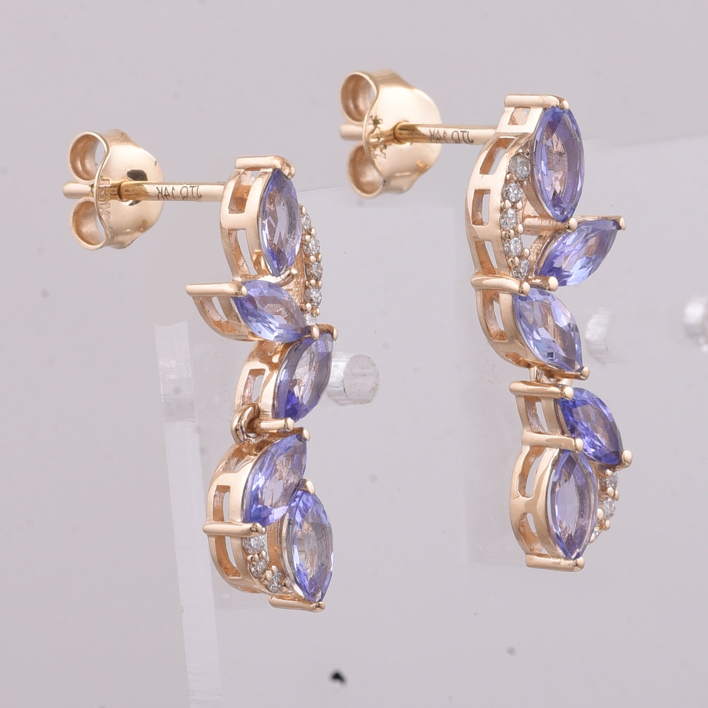 1.50 Ct Marquise Natural Tanzanite 14K Gold Earrings