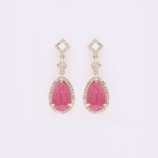 5.72 Ct Pear Natural Tourmaline 14K Gold Earrings