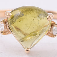 1.33 Ct Pear Cabochon Natural Tourmaline 14K Gold Ring