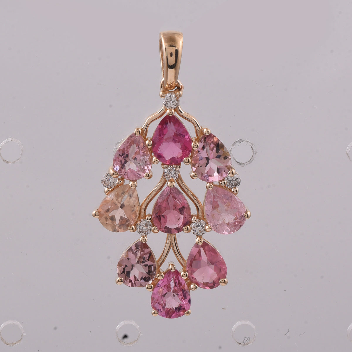 2.56 Ct Pear Natural Multi Coloured Tourmaline 14K Gold Pendant
