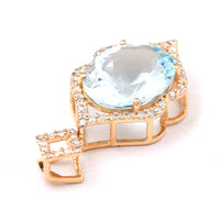 3.07 Ct Oval Mixed Cut Natural Aquamarine 14K Gold Pendant