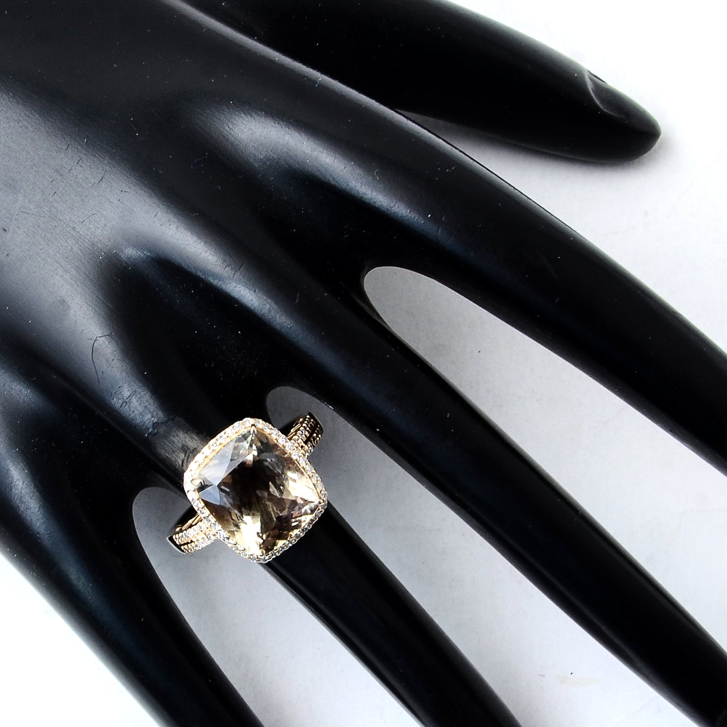 4.72 Ct Rectangular Cushion Mixed Cut Natural Plagioclase Feldspar Sunstone 14K Gold Ring