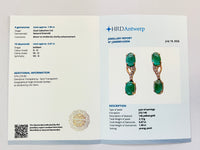 2.02 Ct Oval Cabochon Cut Natural Emerald 14K Gold Earrings