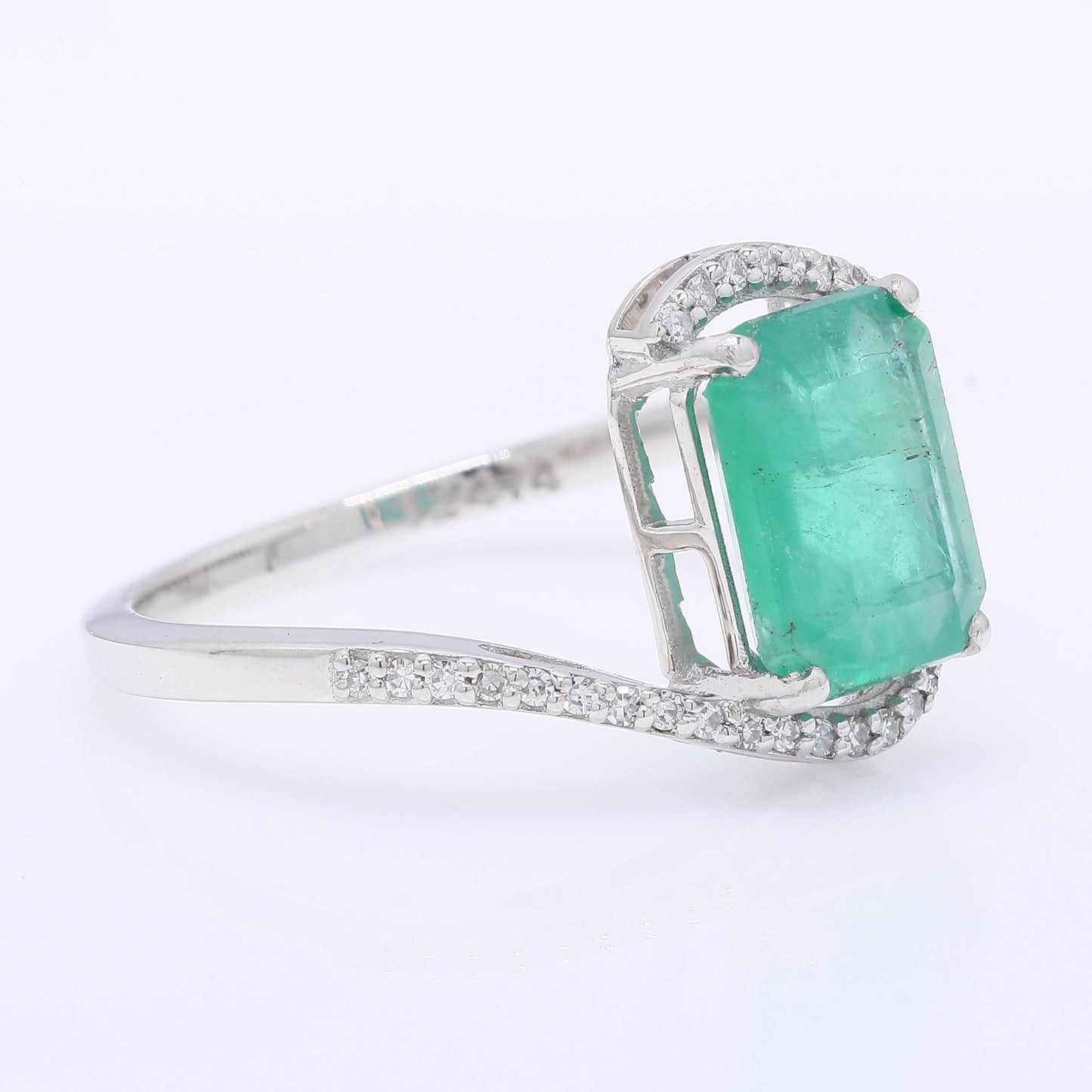2.04 Ct Octagon Step Cut Natural Emerald 950 Platinum Ring