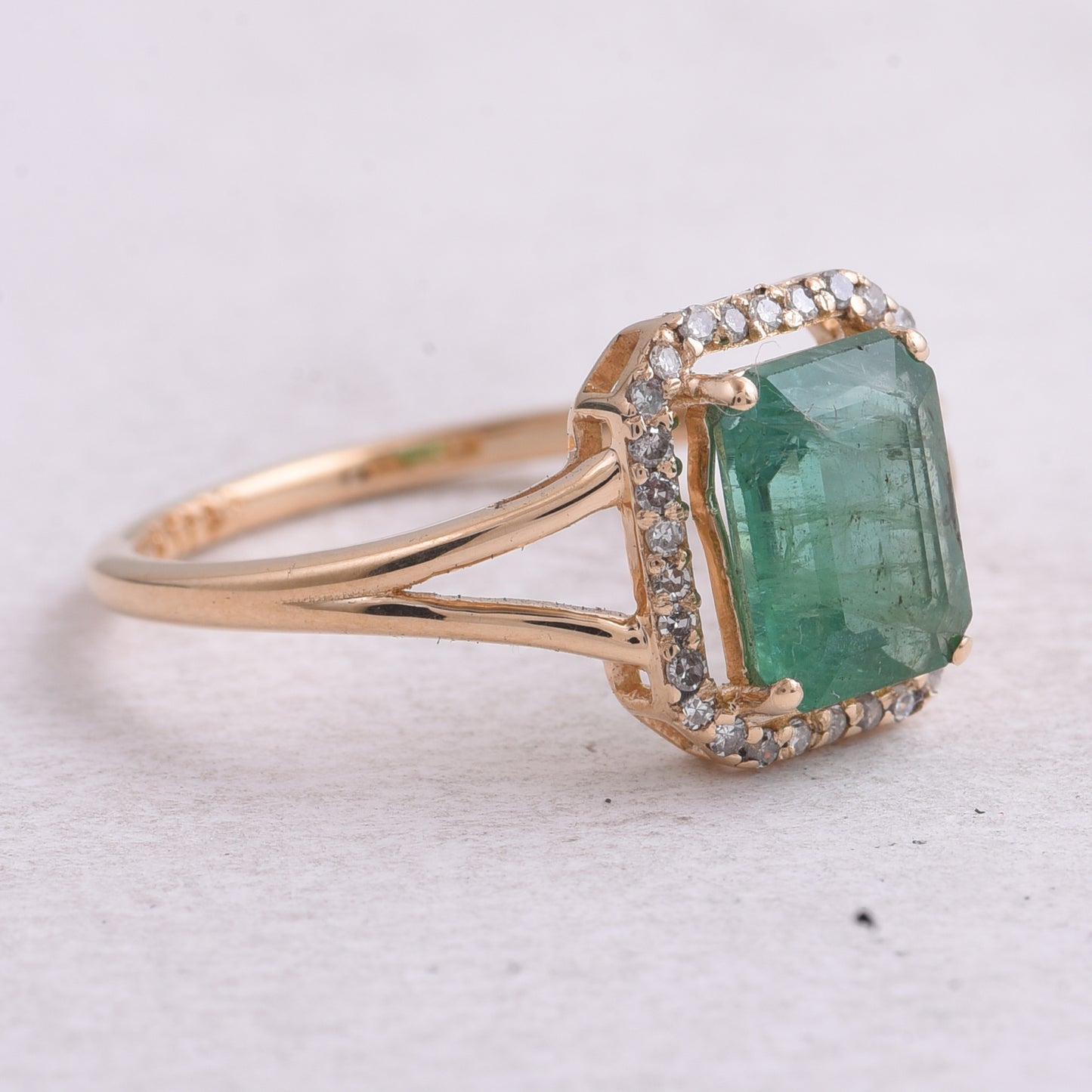 1.56 Ct Octagon Step Cut Natural Emerald 14K Gold Ring