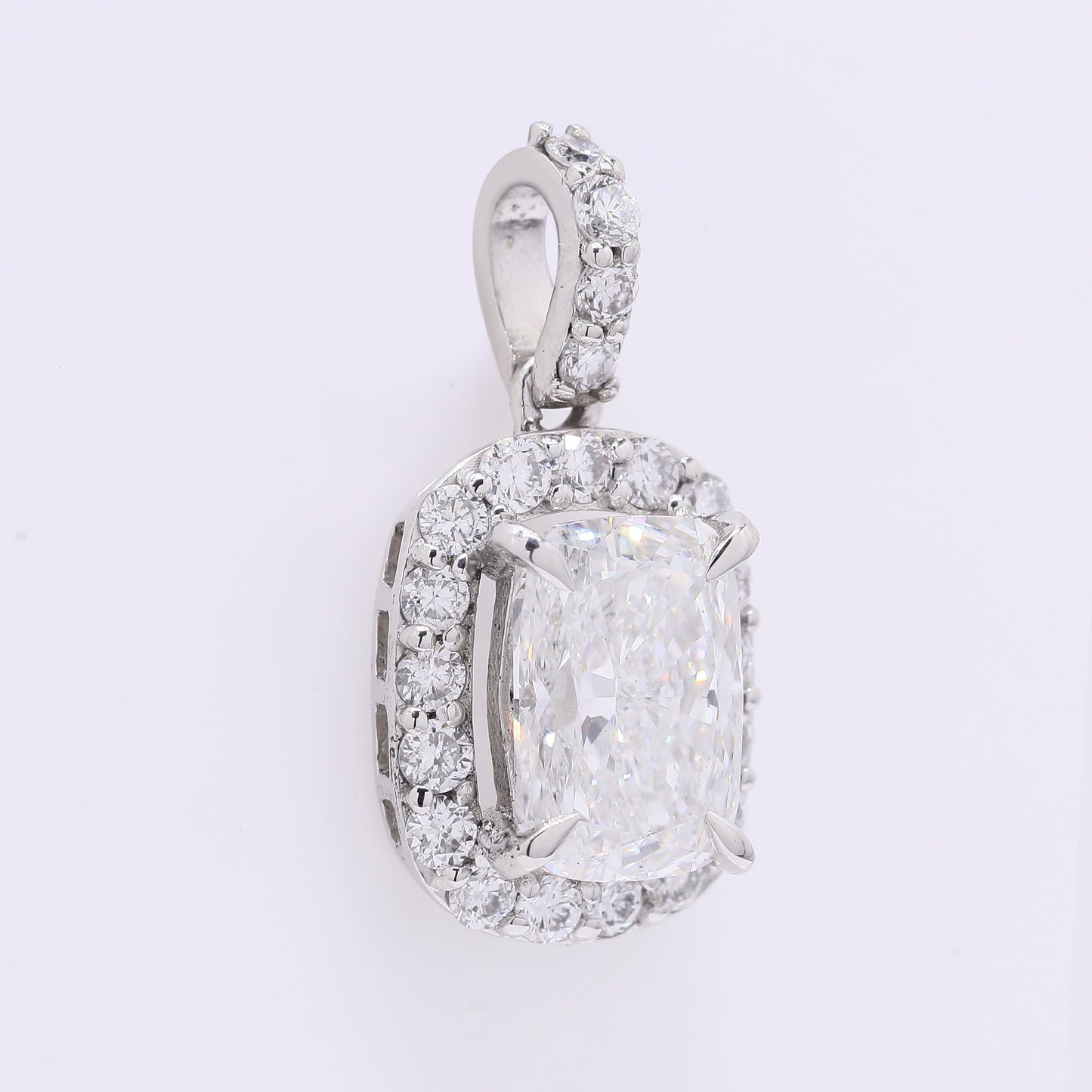 2.43 Ct Cushion Modified Brilliant Lab Grown Diamond 950 Platinum Pendant