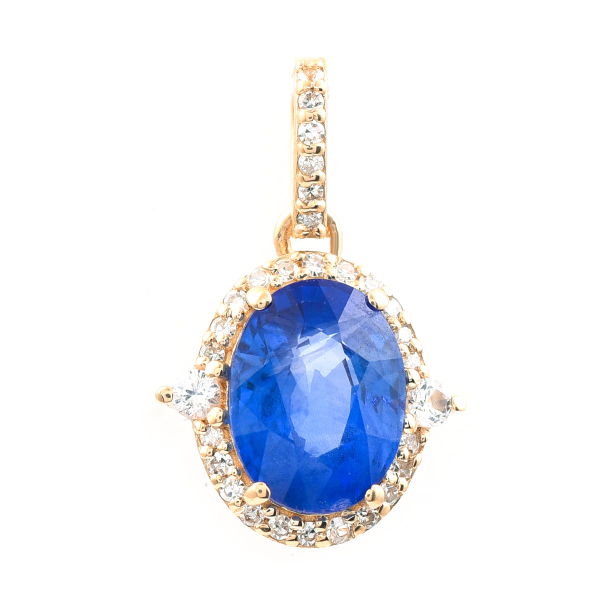 1.76 Ct Oval Mixed Cut Natural Sapphire 14K Gold Pendant