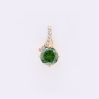 0.62 Ct Round Green Diamond 14K Gold Pendant