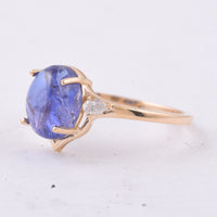 2.75 Ct Oval Cabochon Cut Natural Tanzanite 14K Gold Ring