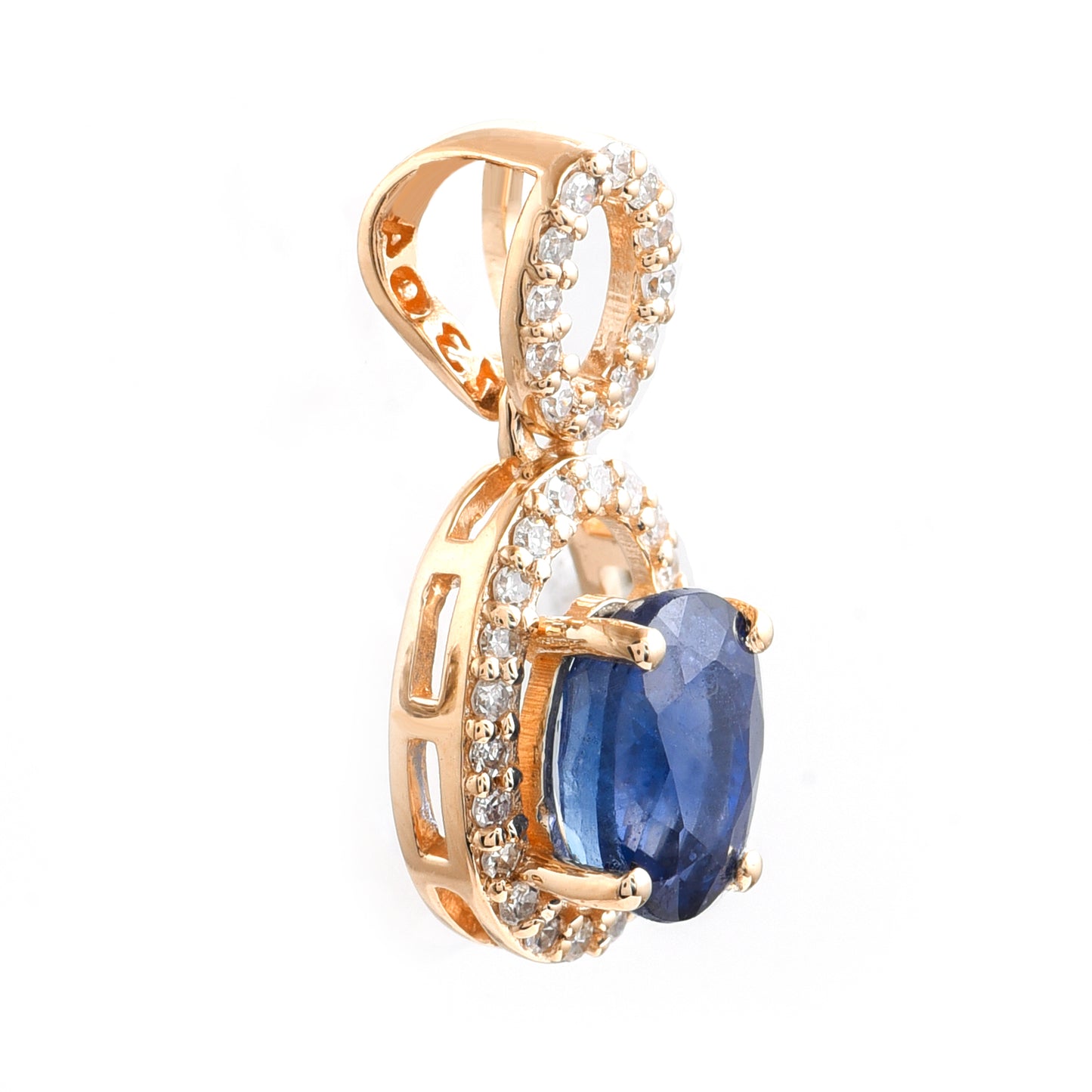 1.15 Ct Oval Mixed Cut Natural Sapphire 14K Gold Pendant
