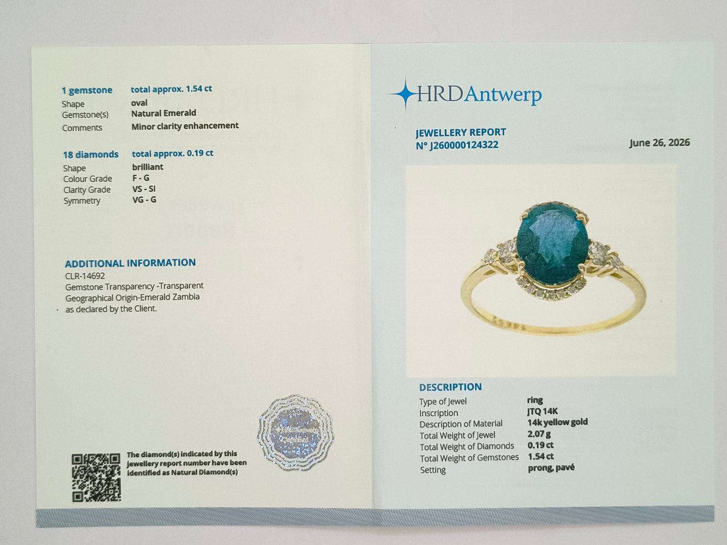 1.73 Ct Oval Natural Emerald 14K Gold Ring